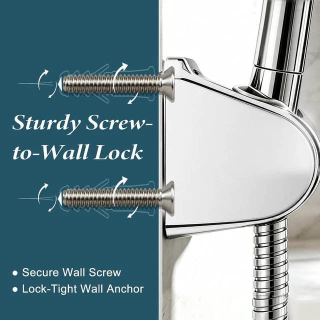 Alt view image 3 of 6 - YOO.MEE Wall Mount Shower Bracket, Wide Angle Adjustment, Screw Fix, Chrome