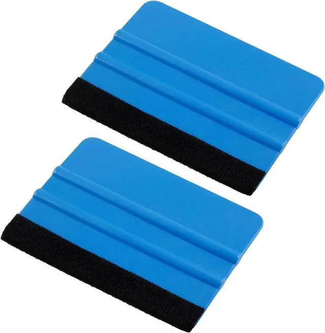 Main image of Bonsicoky 4 Inch Plastic Felt Edge Squeegee Tool, Blue, 2Pcs
