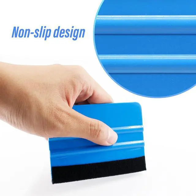 Alt view image 2 of 6 - Bonsicoky 4 Inch Plastic Felt Edge Squeegee Tool, Blue, 2Pcs