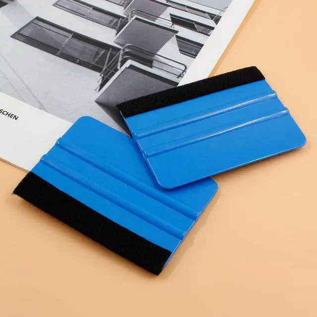 Alt view image 5 of 6 - Bonsicoky 4 Inch Plastic Felt Edge Squeegee Tool, Blue, 2Pcs