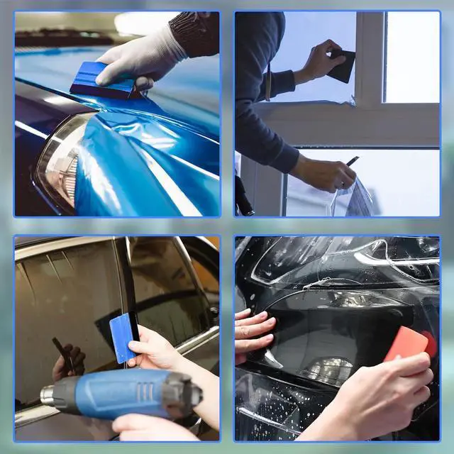 Alt view image 6 of 6 - Bonsicoky 4 Inch Plastic Felt Edge Squeegee Tool, Blue, 2Pcs