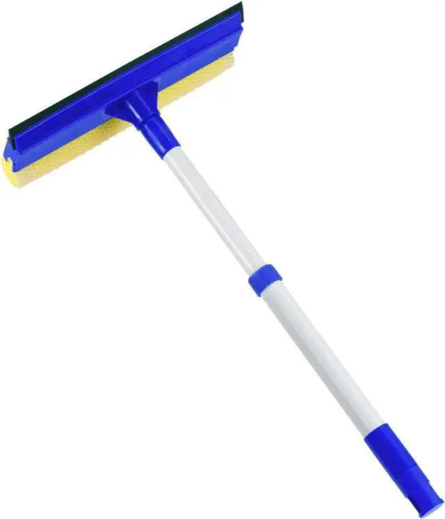 Main image of Bryquelin Window Squeegee for Home,2 in 1 Squeegee Window Cleaner with 18"" Long Handle,Sponge Car Window Squeegee for Gas Station, Glass,Shower,Outdoor High Window Cleaning