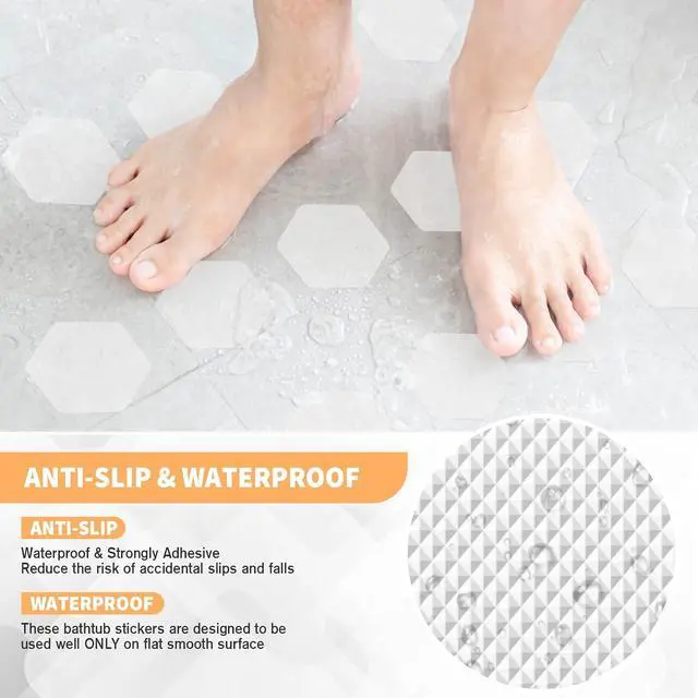 Alt view image 2 of 6 - Non Slip Bathtub Stickers, Shower Stickers for Safety Bathroom Tubs, Bathtub Non Slip Stickers and Adhesive Decals Scraper for Bath Tub, Shower Floor, Stairs, Ladders(Square Shape, Clear) (24, Clear)