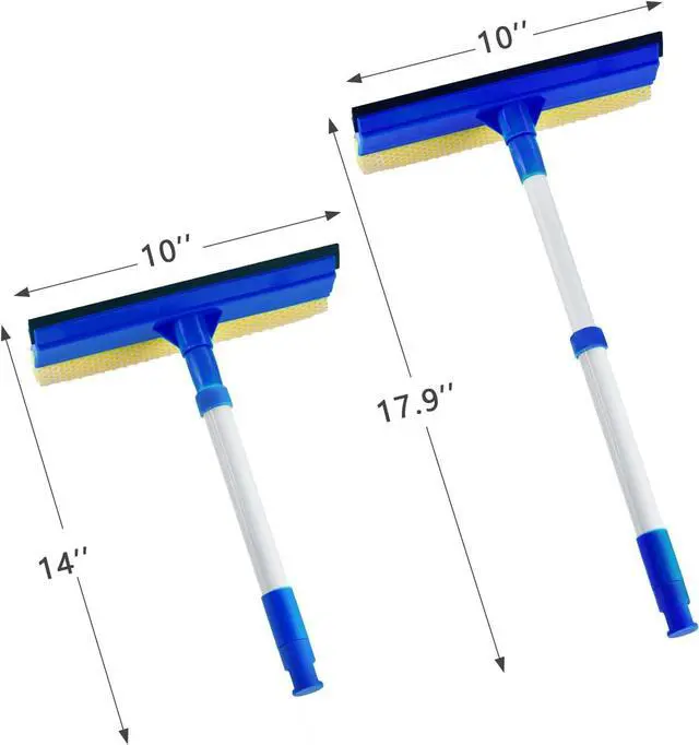 Alt view image 2 of 6 - Bryquelin Window Squeegee for Home,2 in 1 Squeegee Window Cleaner with 18"" Long Handle,Sponge Car Window Squeegee for Gas Station, Glass,Shower,Outdoor High Window Cleaning