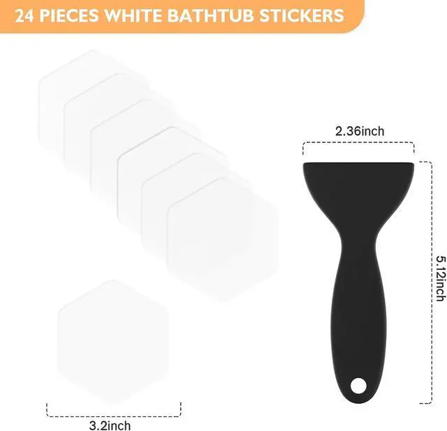 Alt view image 6 of 6 - Non Slip Bathtub Stickers, Shower Stickers for Safety Bathroom Tubs, Bathtub Non Slip Stickers and Adhesive Decals Scraper for Bath Tub, Shower Floor, Stairs, Ladders(Square Shape, Clear) (24, Clear)