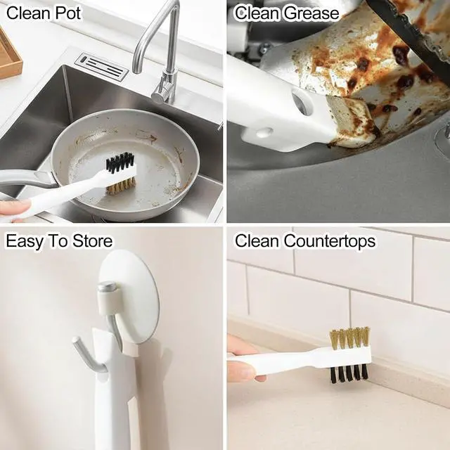 Alt view image 5 of 7 - Ymapinc Kitchen Cleaning Scrub Brush, 4-in-1 Stove Cleaner for Gas Top with Cooktop Scraper, Gas Stove Top Cleaner, Household Cleaning Tools, Scrubber for Range Hood Grease Grime