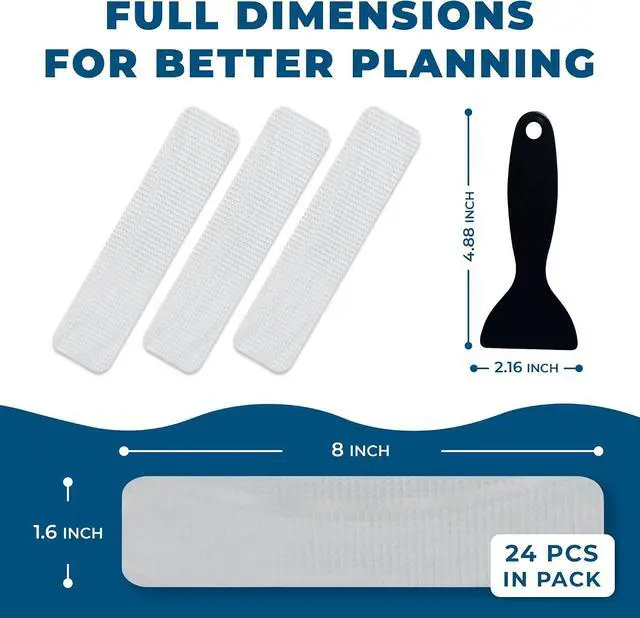 Alt view image 2 of 7 - Homergy Anti-Slip Shower Stickers, Non-Slip Bathtub Adhesive Strips, 24 Pcs