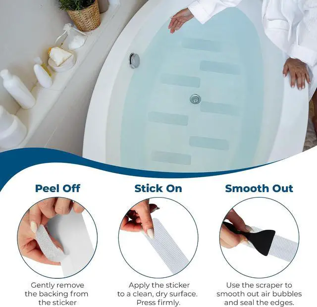Alt view image 3 of 7 - Homergy Anti-Slip Shower Stickers, Non-Slip Bathtub Adhesive Strips, 24 Pcs