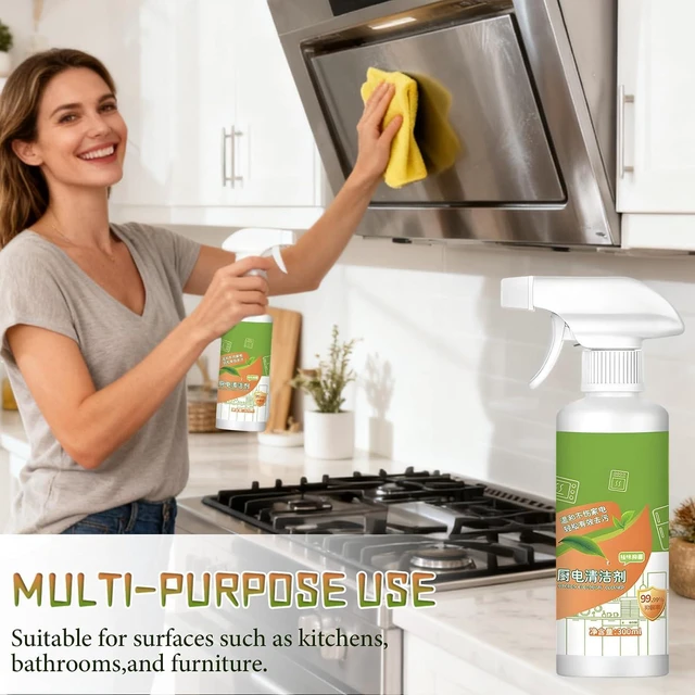 Alt view image 7 of 7 - Electrolyzed Ion Kitchen Cleaner Spray, Natural Enzyme Multi-Purpose Cleaner to Household Appliances, Kitchen Heavy Duty Cleaner Degreaser for Hood, Oven, Stove(300ML)