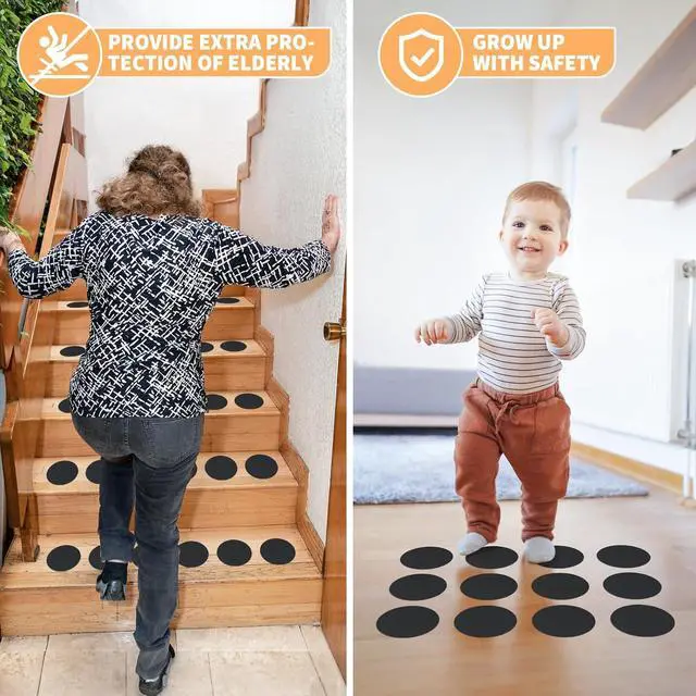 Alt view image 5 of 7 - Non Slip Bathtub Stickers, 24 PCS Shower Stickers for Safety Bathroom Tubs, Bathtub Non Slip Stickers and Adhesive Decals Scraper for Bath Tub, Shower Floor, Stairs, Ladders(Round Shape,Black)