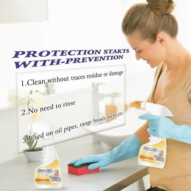 Alt view image 3 of 7 - Kitchen Heavy Duty Cleaner Spray,All-Purpose Oil Stain Cleaner,Kitchen Remover Degreaser Spray,Foam Cleaner,Dissolve Grease & Oil Stains,Bathroom Cleaning(2pcs)