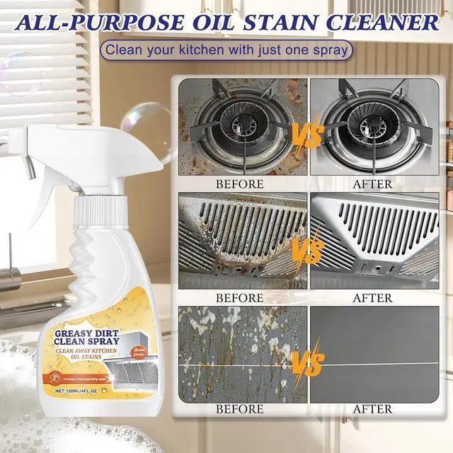 Alt view image 2 of 7 - Kitchen Heavy Duty Cleaner Spray,All-Purpose Oil Stain Cleaner,Kitchen Remover Degreaser Spray,Foam Cleaner,Dissolve Grease & Oil Stains,Bathroom Cleaning(2pcs)