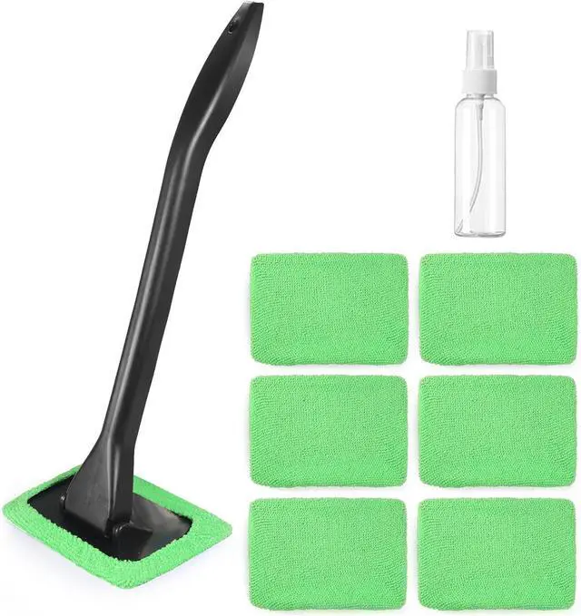Main image of Windshield Cleaner Tool Car Window Cleaner with 6 Reusable and Washable Microfiber Pads and Extendable Handle Auto Inside Glass Wiper Kit (Green)