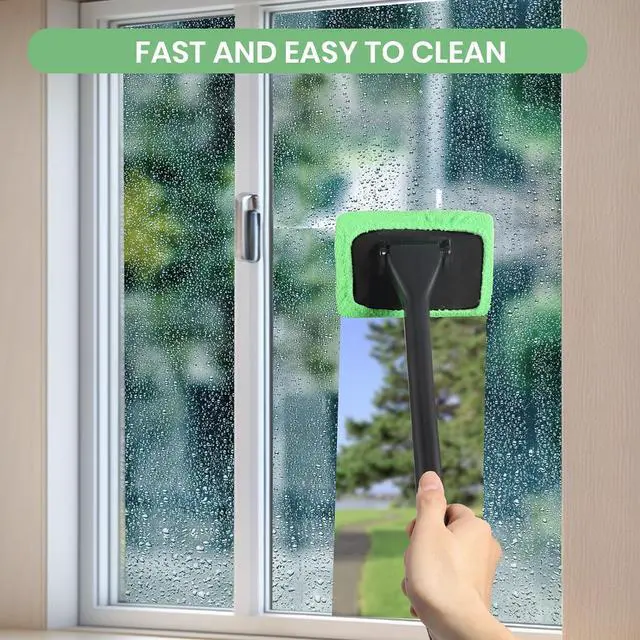 Alt view image 5 of 7 - Windshield Cleaner Tool Car Window Cleaner with 6 Reusable and Washable Microfiber Pads and Extendable Handle Auto Inside Glass Wiper Kit (Green)