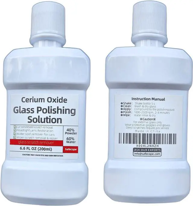 Main image of 6.6 fl oz (200 ml) Cerium Oxide Glass Polishing Liquid Deep Cleaning Glass & Removes Wiper Marks, Swirls, Water Spots & Windshield Cleaner & Remover for Minor Glass Scratches Shake Well Before use