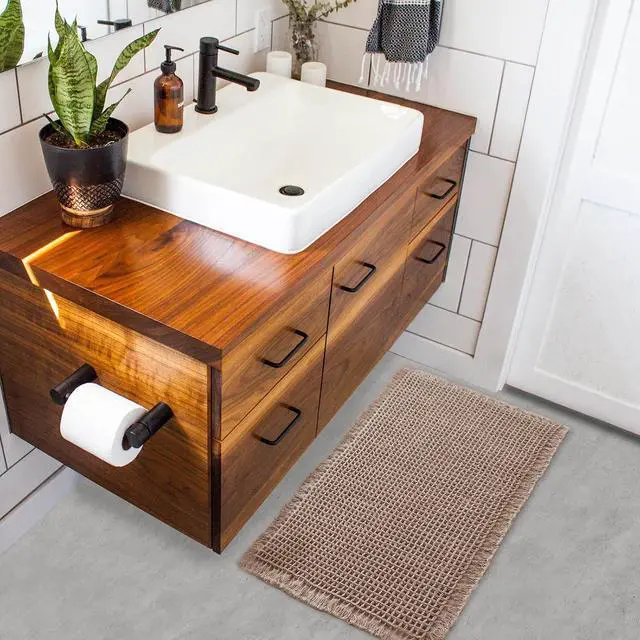Alt view image 3 of 7 - ZALL Tan Waffle Bath Mat,Super Absorbent Non Slip Bathroom Rug,Brown 17x24inch,Machine Washable Ultra Soft Floor Mats