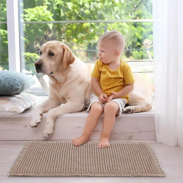 Alt view image 6 of 7 - ZALL Tan Waffle Bath Mat,Super Absorbent Non Slip Bathroom Rug,Brown 17x24inch,Machine Washable Ultra Soft Floor Mats