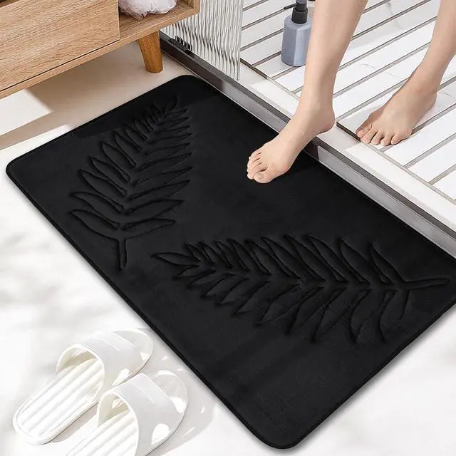 Main image of Bath Mat Washable 24" x 16" Super Absorbent Bathroom Rugs Soft Memory Foam Bath Mat Quick Dry Non-Slip Bathroom Carpet for Bedroom Shower and Tub, Black