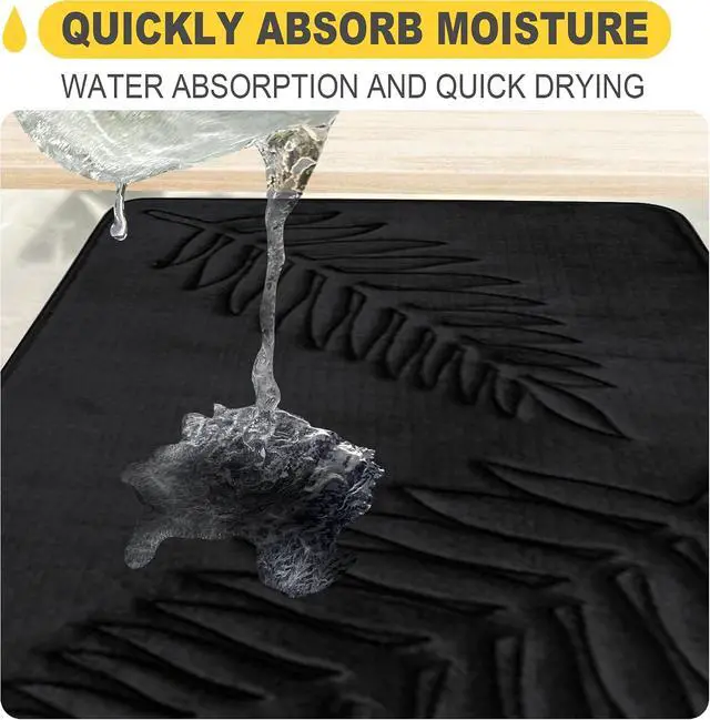 Alt view image 6 of 7 - Bath Mat Washable 24" x 16" Super Absorbent Bathroom Rugs Soft Memory Foam Bath Mat Quick Dry Non-Slip Bathroom Carpet for Bedroom Shower and Tub, Black