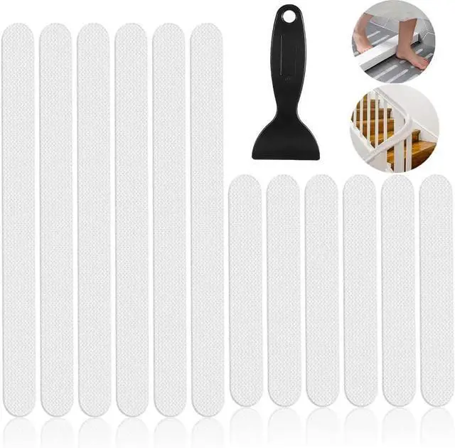 Main image of 24Pcs Non-Slip Shower Stickers Safety Bathroom Tubs Sticker with Scraper for Shower Room Pools Stairs Steps Ladders(12Pcs 7.87in+12Pcs 15in) (12Pcs 7.87in+12Pcs 15in)