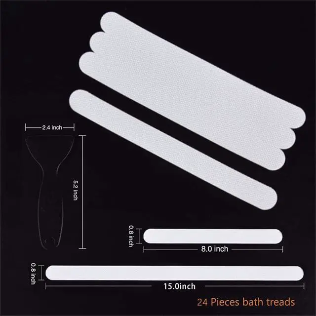 Alt view image 5 of 7 - 24Pcs Non-Slip Shower Stickers Safety Bathroom Tubs Sticker with Scraper for Shower Room Pools Stairs Steps Ladders(12Pcs 7.87in+12Pcs 15in) (12Pcs 7.87in+12Pcs 15in)