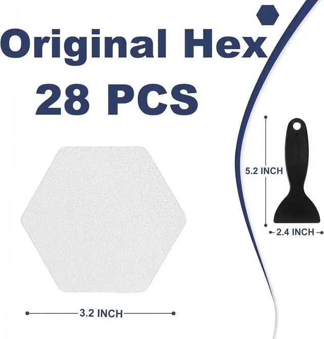Alt view image 5 of 7 - Gecork 28PCS Anti-Slip Shower Stickers with Scraper, Clear, Hexagonal
