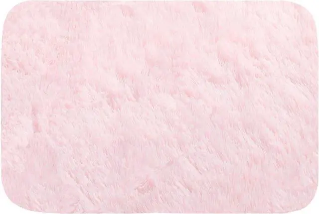 Main image of ConCus-T Pink Bath Mat Bath Rug Shaggy Girls Bathroom Rug Tie Dye Girls Gift Chic Faux Fur Plush Area Rug for Bedroom Fluffy Doormat Soft Puppy Bed Mat, Pink, 24 Inch x16 Inch