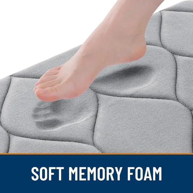 Alt view image 2 of 7 - Smiry Memory Foam Bath Mat 30x20, Ultra Soft Absorbent Bathroom Rugs
