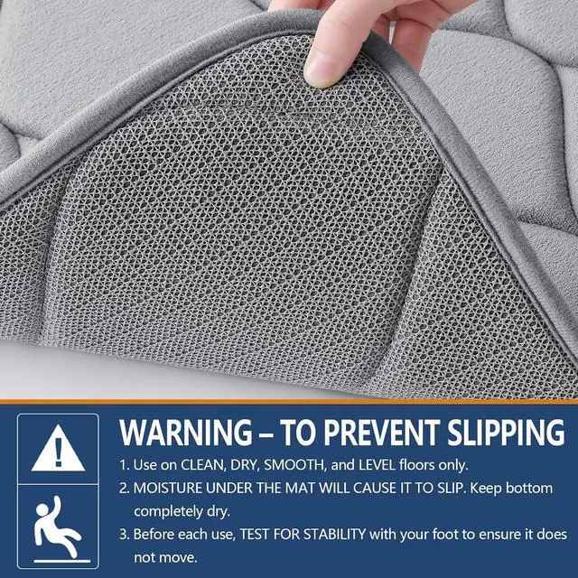 Alt view image 3 of 7 - Smiry Memory Foam Bath Mat 30x20, Ultra Soft Absorbent Bathroom Rugs