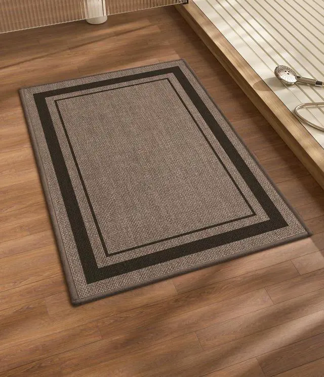 Main image of chakme Bathroom Rugs Mat 24x17, Ultra Thin Non Slip Bath Mat Small Quick Dry Absorbent Bath Mat for Bathroom Floor, (Dark Beige, 24"x17")
