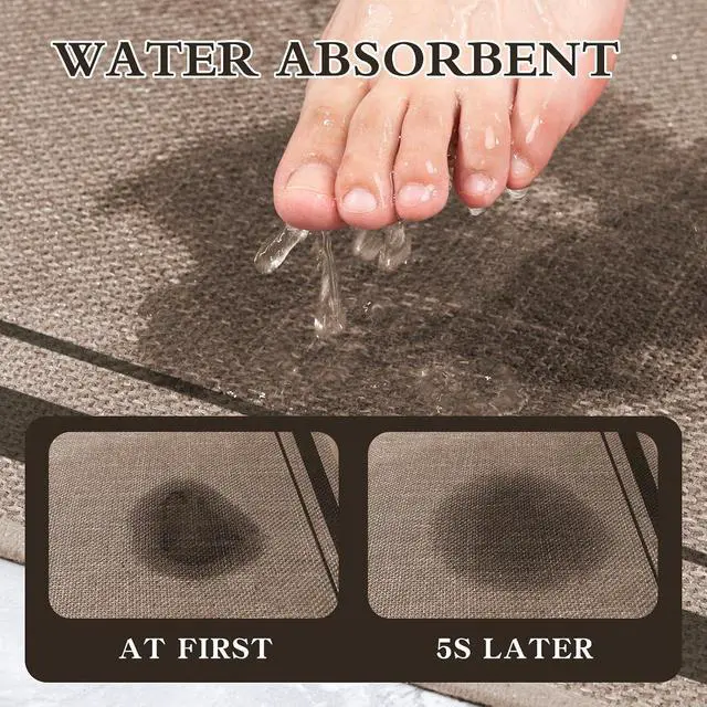 Alt view image 4 of 6 - chakme Bathroom Rugs Mat 24x17, Ultra Thin Non Slip Bath Mat Small Quick Dry Absorbent Bath Mat for Bathroom Floor, (Dark Beige, 24"x17")