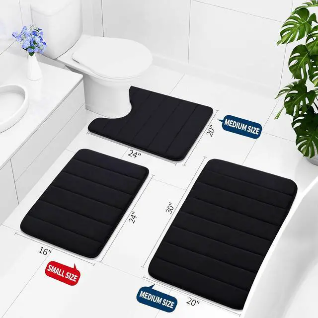 Alt view image 2 of 7 - Buganda Memory Foam Bath Mat 24 x 16, Ultra Soft Absorbent Bathroom Rugs
