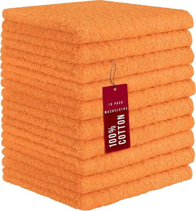 Main image of DecorRack 10 Pack 100% Cotton Wash Cloth, Luxurious Soft, 12 x 12 inch Ultra Absorbent, Machine Washable Washcloths, Apricot (10 Pack)