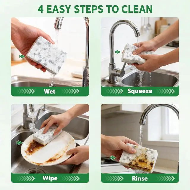 Alt view image 4 of 7 - Multi-Purpose 3.5X High-Density Melamine Foam Cleaning Pads in Bulk 50