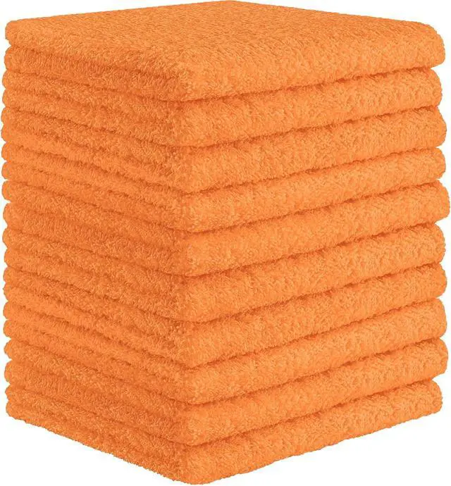 Alt view image 2 of 2 - DecorRack 10 Pack 100% Cotton Wash Cloth, Luxurious Soft, 12 x 12 inch Ultra Absorbent, Machine Washable Washcloths, Apricot (10 Pack)