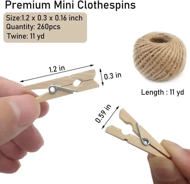 Alt view image 4 of 7 - Mini Clothes Pins, 260 PCS Small Wooden Clothes Pins for Photos