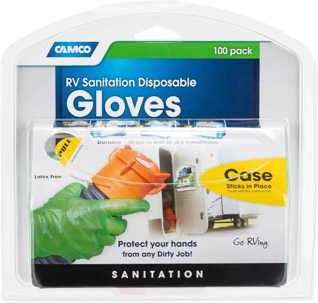 Alt view image 4 of 5 - Camco Durable All Purpose RV and Camper Disposable Sanitation Gloves | Ideal in Wet or Dry Conditions | Green Non-Latex Gloves | 100 Pack (40285)