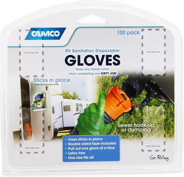 Alt view image 5 of 5 - Camco Durable All Purpose RV and Camper Disposable Sanitation Gloves | Ideal in Wet or Dry Conditions | Green Non-Latex Gloves | 100 Pack (40285)