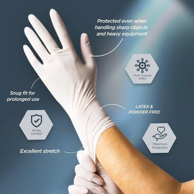 Alt view image 3 of 4 - MED PRIDE Medical Examination Stretch Vinyl Gloves, | Ultra-Stretchy Disposable Safety Gloves| Heavy-Duty