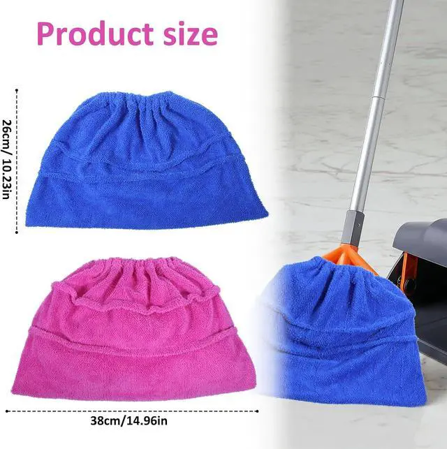 Alt view image 2 of 7 - 2PCS Mop Socks Broom Cloth Cover with Elastic Bands, Washable Broom Pads Baseboard Cleaner Tool, Multi-Purpose Reusable Mopping Cloth Replacement, Suitable for Pet Hair, Dust, Stains, Windows