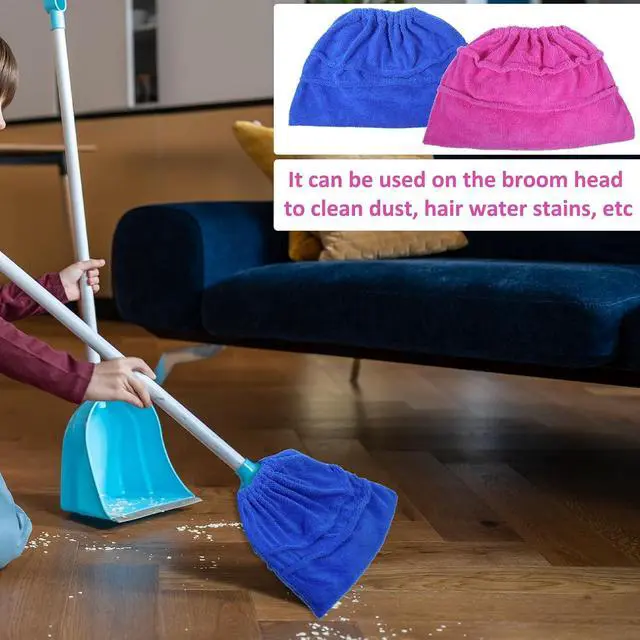 Alt view image 7 of 7 - 2PCS Mop Socks Broom Cloth Cover with Elastic Bands, Washable Broom Pads Baseboard Cleaner Tool, Multi-Purpose Reusable Mopping Cloth Replacement, Suitable for Pet Hair, Dust, Stains, Windows