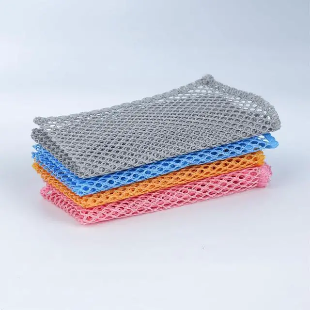 Alt view image 3 of 6 - 4 Pcs Heavy Duty Dish Scrubbers, Non-Scratch Scouring Pads - Odorless & Long Lasting Mesh Dish Cloth - Replace Sponges - Kitchen, Floor and Bathroom Usage