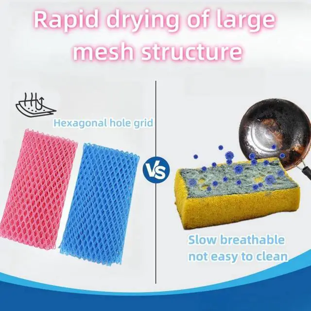Alt view image 4 of 6 - 4 Pcs Heavy Duty Dish Scrubbers, Non-Scratch Scouring Pads - Odorless & Long Lasting Mesh Dish Cloth - Replace Sponges - Kitchen, Floor and Bathroom Usage