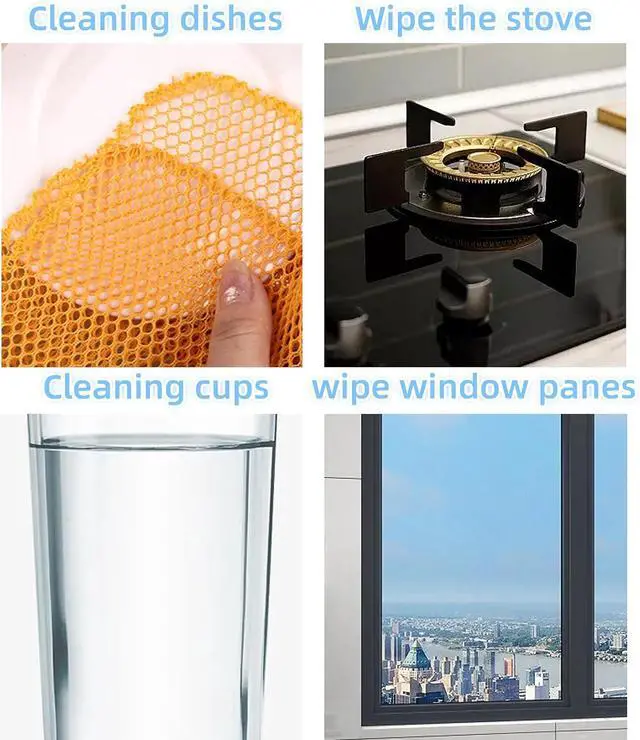 Alt view image 6 of 6 - 4 Pcs Heavy Duty Dish Scrubbers, Non-Scratch Scouring Pads - Odorless & Long Lasting Mesh Dish Cloth - Replace Sponges - Kitchen, Floor and Bathroom Usage
