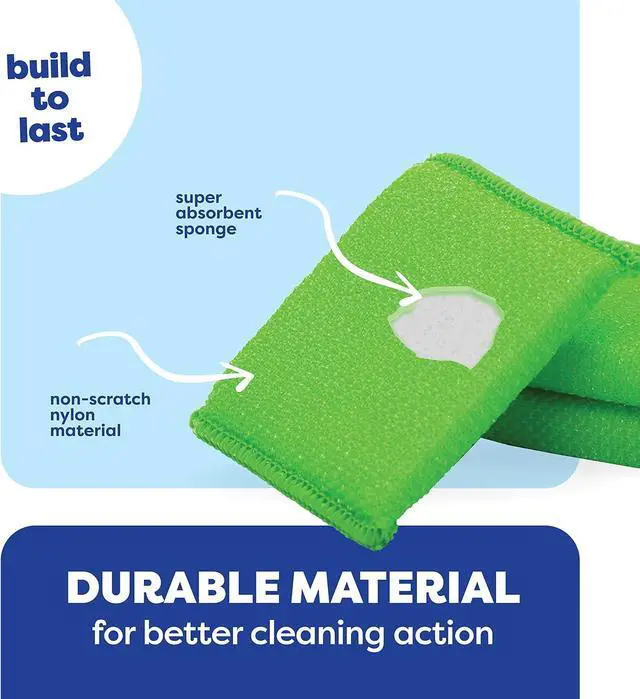 Alt view image 6 of 7 - SCRUBIT Multi-Purpose Scouring Pad - Non-Scratch Cleaning Sponges for Pots, Pans, Dishes, Utensils & Non-Stick Cookware - Scrubbing Pads Use for Kitchen, Bathroom - 6 Pack Dish Sponge (Green)