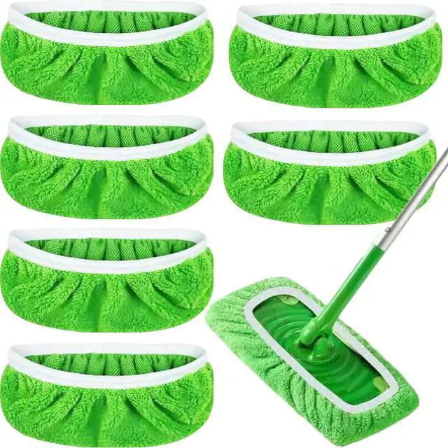 Main image of 6-Pack Reusable Coral Fleece Mop Pads Washable Wet Mopping Cloths and Dry Sweeping Cloths for Swiffer Sweeper Washable Wet & Dry Microfiber Pads for Surface/Hardwood Floor Cleaning, Tile & More.