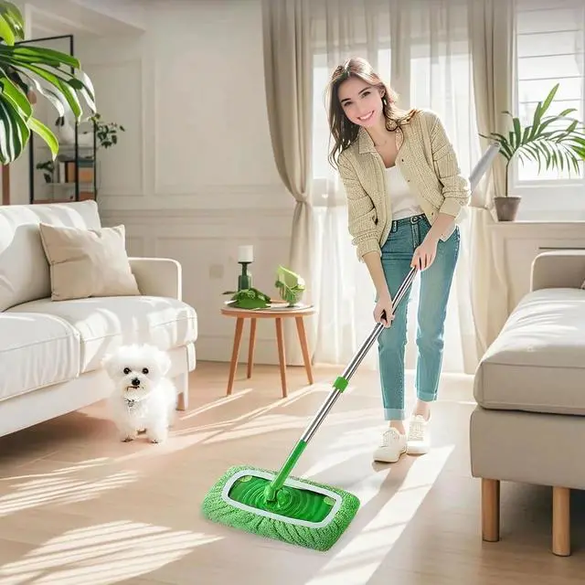 Alt view image 3 of 7 - 6-Pack Reusable Coral Fleece Mop Pads Washable Wet Mopping Cloths and Dry Sweeping Cloths for Swiffer Sweeper Washable Wet & Dry Microfiber Pads for Surface/Hardwood Floor Cleaning, Tile & More.