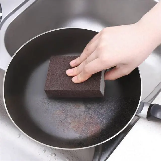 Alt view image 4 of 6 - 5 Pack Carborundum Sponge, Emery Sponge Brush Eraser Scrub, Kitchen Magic Cleaning Sponge for Removing Rust Cleaning Pots and Pans, 2022 New Household Stainless Steel Cleaning Tool