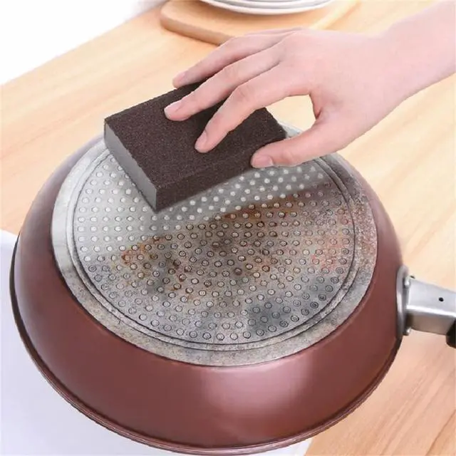 Alt view image 3 of 6 - 5 Pack Carborundum Sponge, Emery Sponge Brush Eraser Scrub, Kitchen Magic Cleaning Sponge for Removing Rust Cleaning Pots and Pans, 2022 New Household Stainless Steel Cleaning Tool