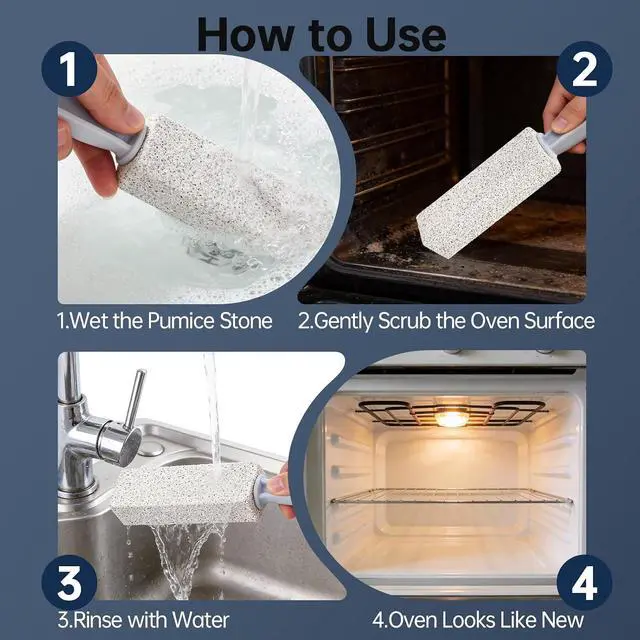 Alt view image 5 of 7 - 3 Pack Pumice Stone for Cleaning Oven, Heavy-Duty Pumice Scouring Stick with Handle, Stong Stick Cleaner for Burnt-On Grease and Grates, Ideal for Kitchen, Oven and Stove Cleaning